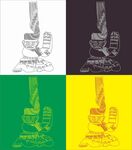 三星堆扭头跪坐人像线条图