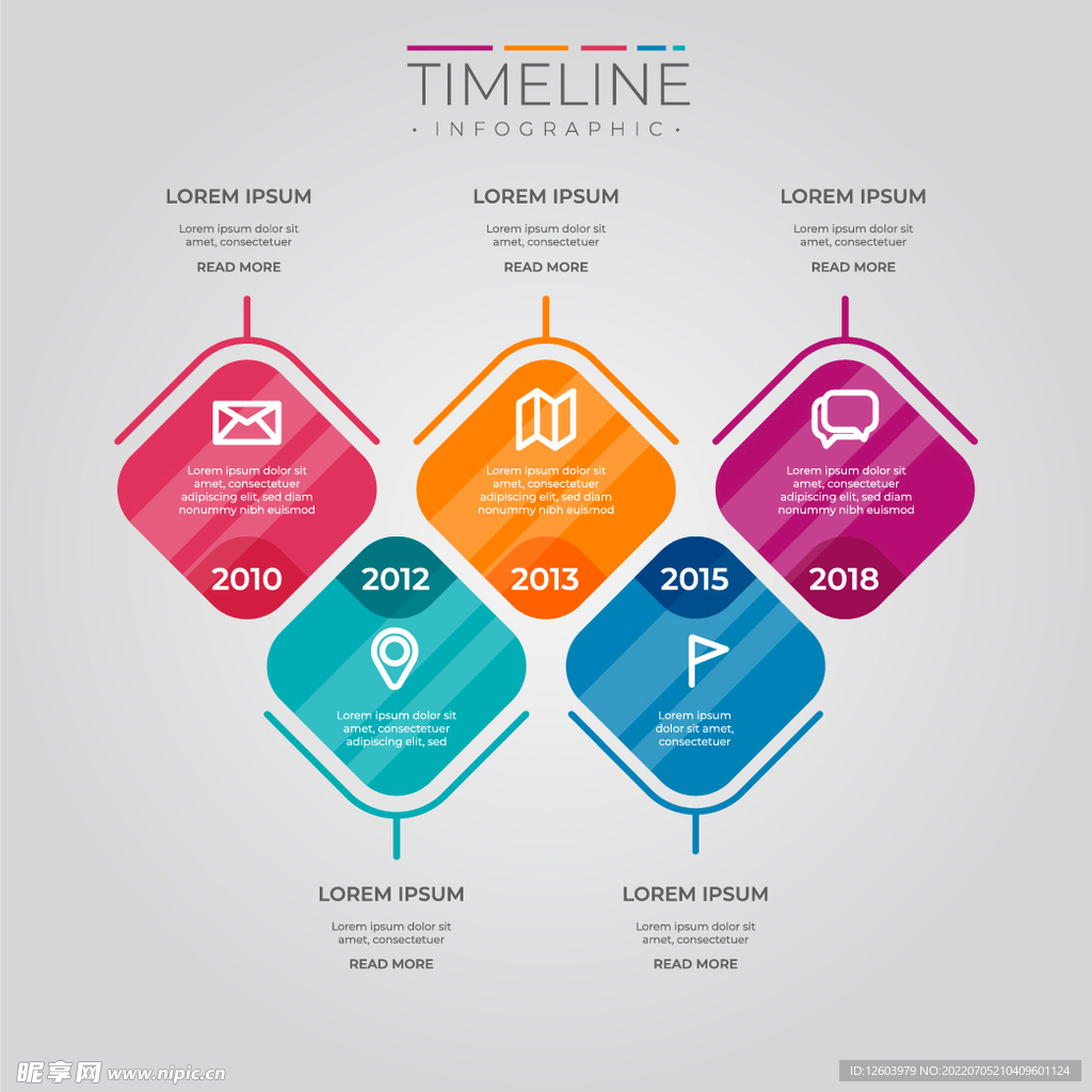 多彩菱形信息图表