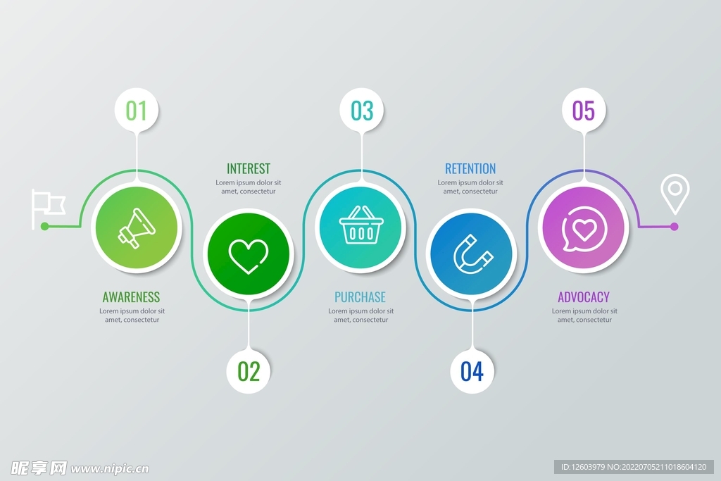 多彩圆形信息图表