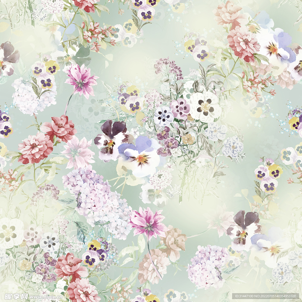 复古风  数码印花 女装花型 