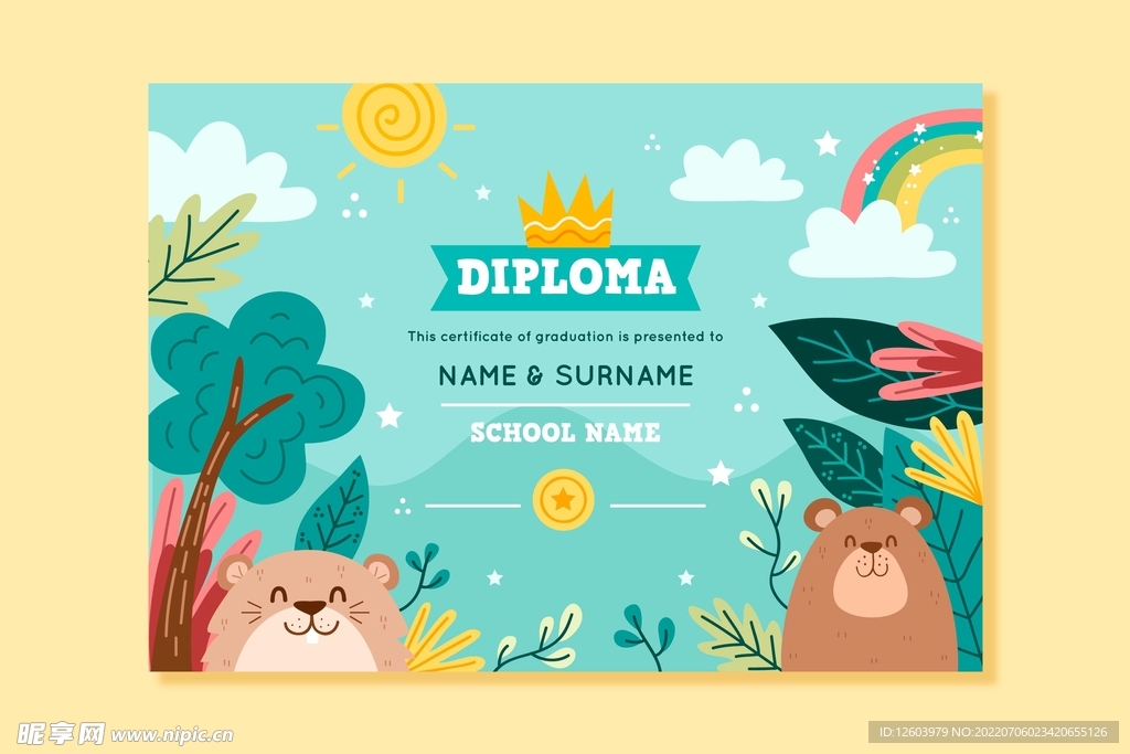 儿童动物手绘插画背景