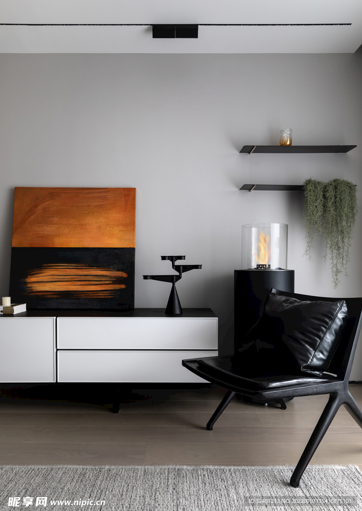 全屋定制现代客厅一角效果图图片