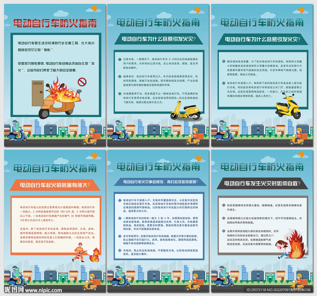 电动自行车防火指南海报