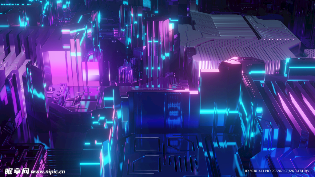 赛博朋克电脑零件场景图片