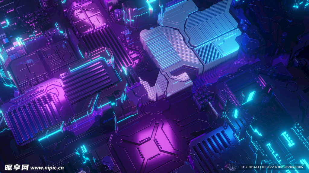 赛博朋克电脑零件场景图片