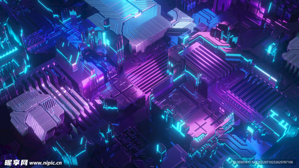 赛博朋克电脑零件场景图片