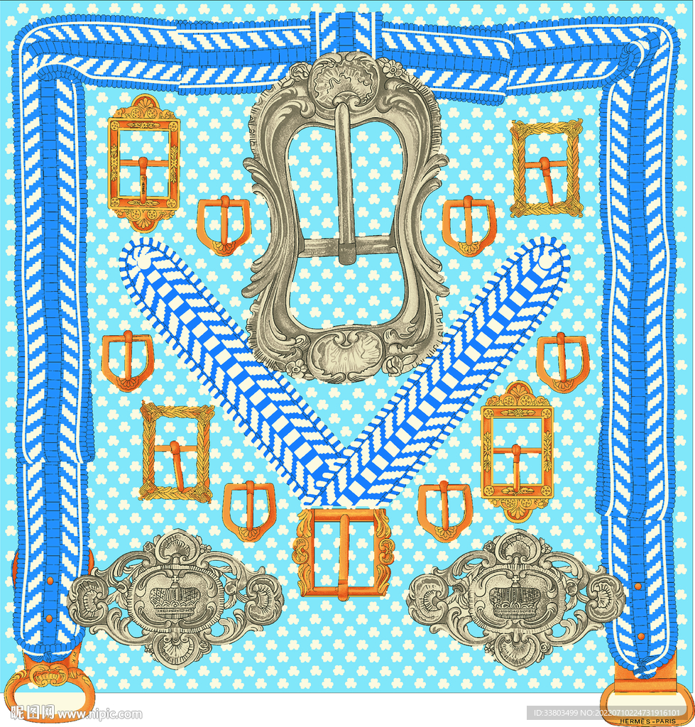 大牌皮带扣方巾