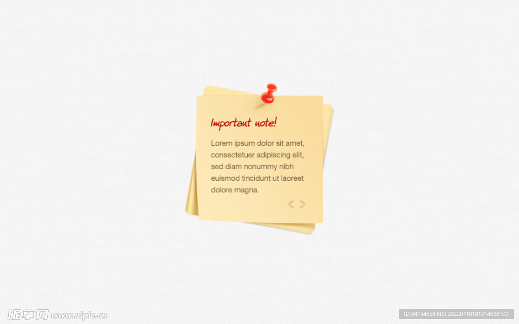 便签纸与大头针的分层素材图片