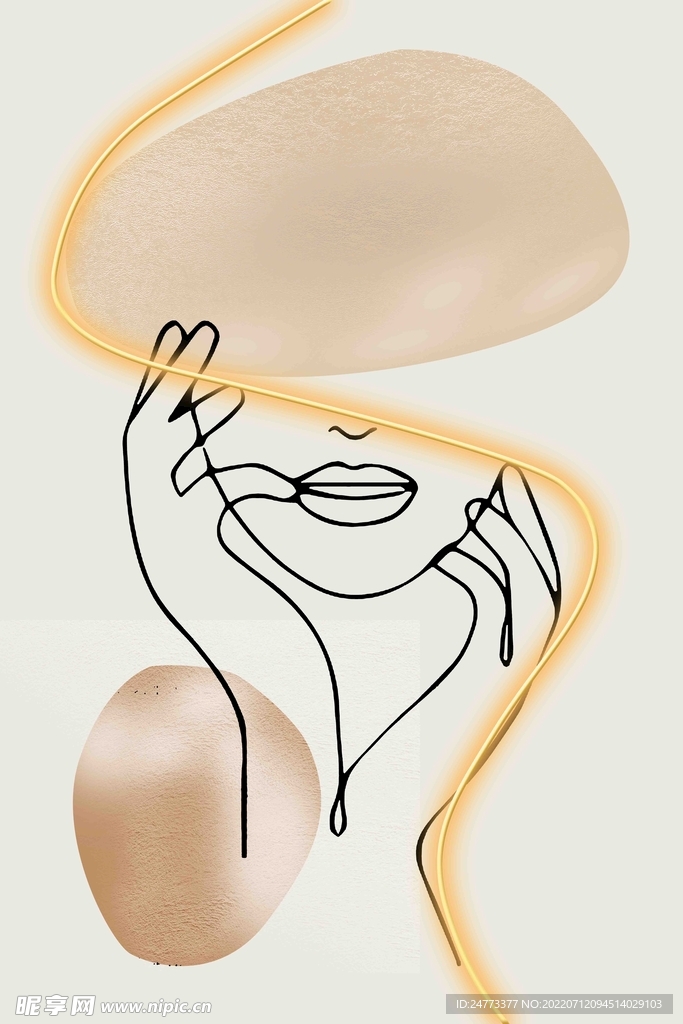 抽象灯带美女玄关画