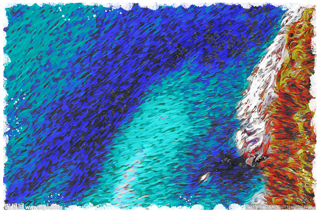 抽象油画插画风景画