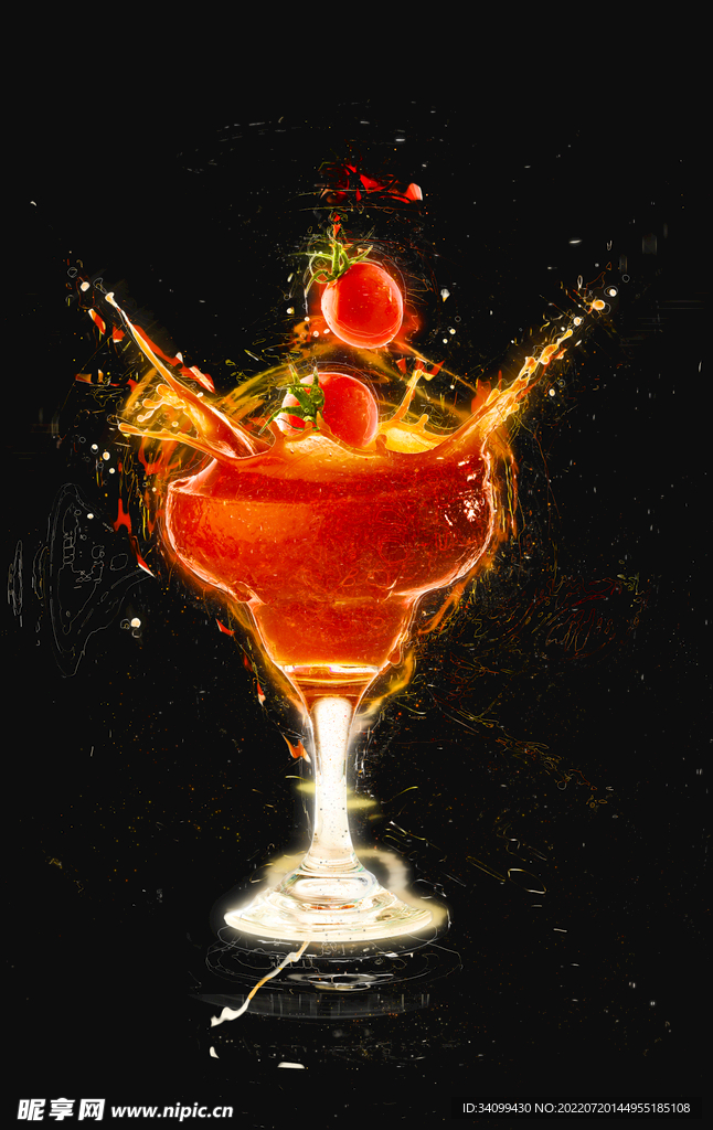 动感赛博朋克水果果汁图片素材