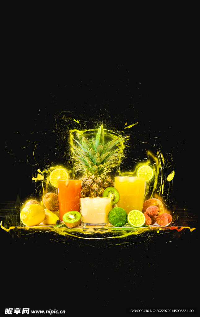 动感赛博朋克水果图片素材