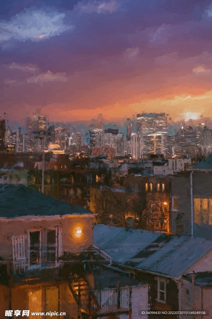 唯美风景油画背景图片素材