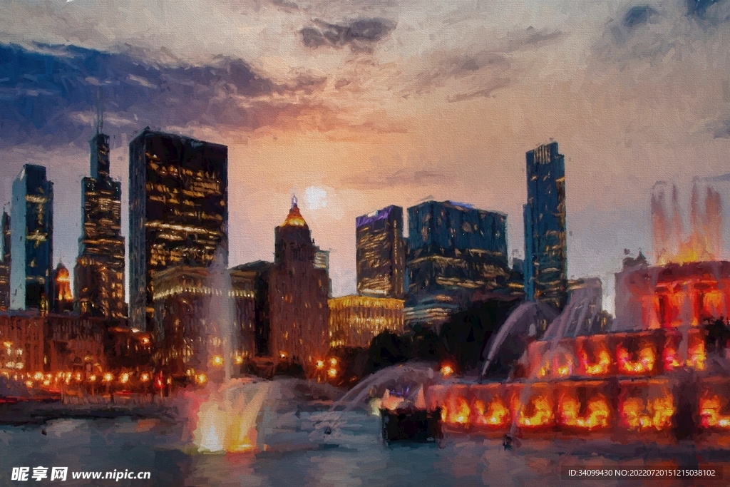 唯美风景油画背景图片