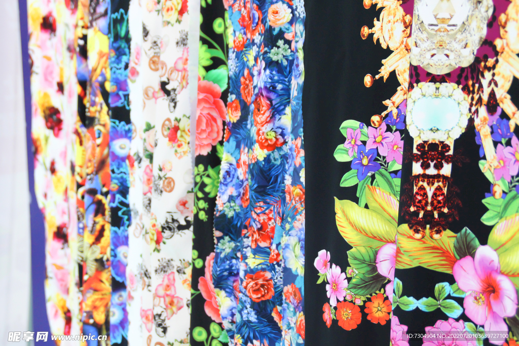 高清花布料背景摄影素材