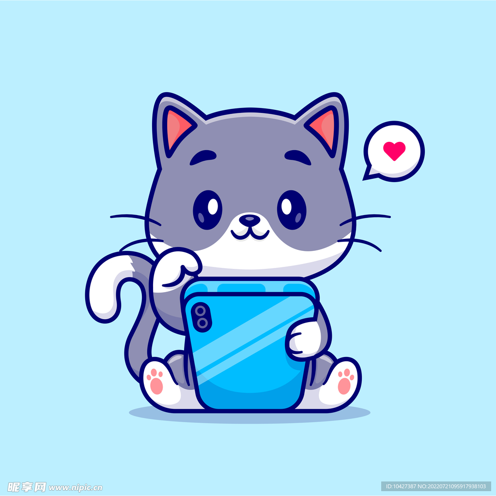小猫手持手机卡通