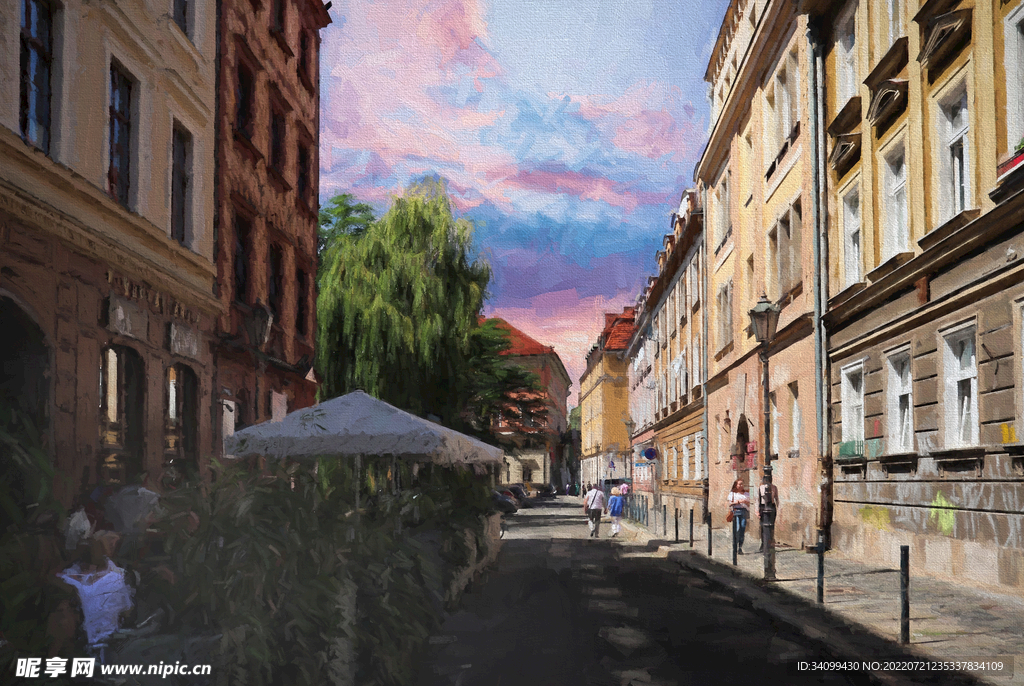 唯美风景油画背景图片