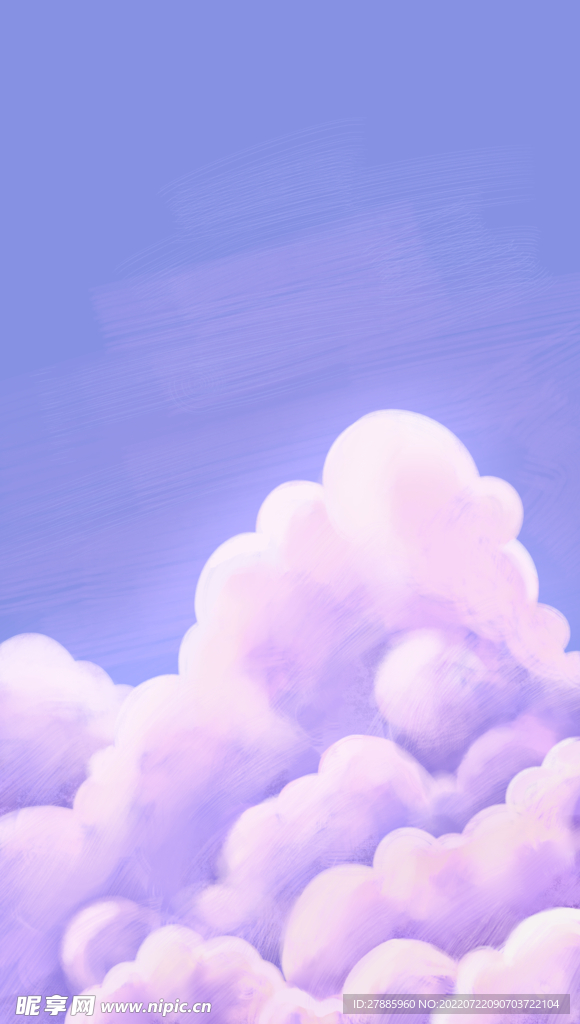 梦幻卡通紫色云彩手绘背景