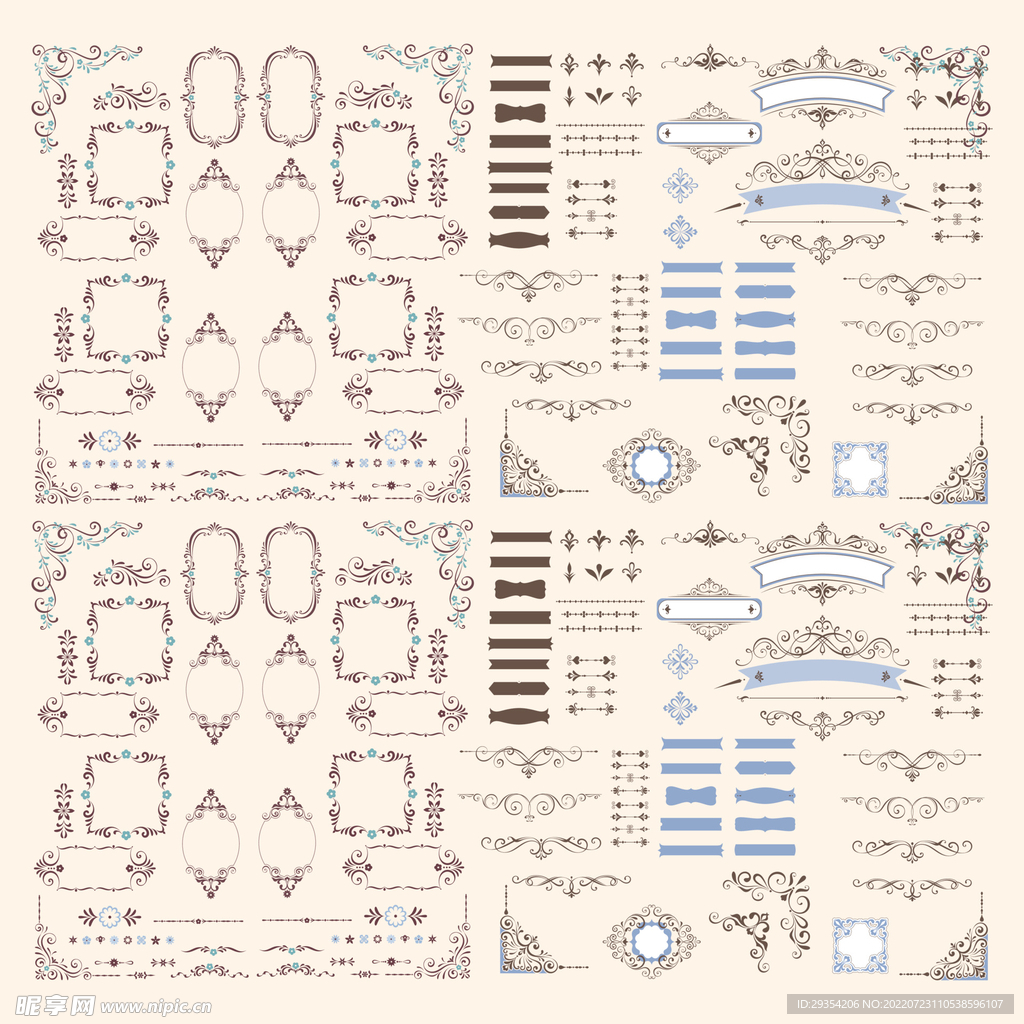 欧式矢量花纹花边边框图片