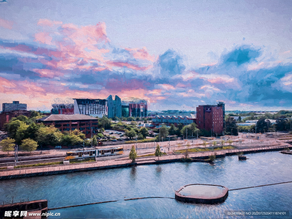 唯美风景油画背景图片