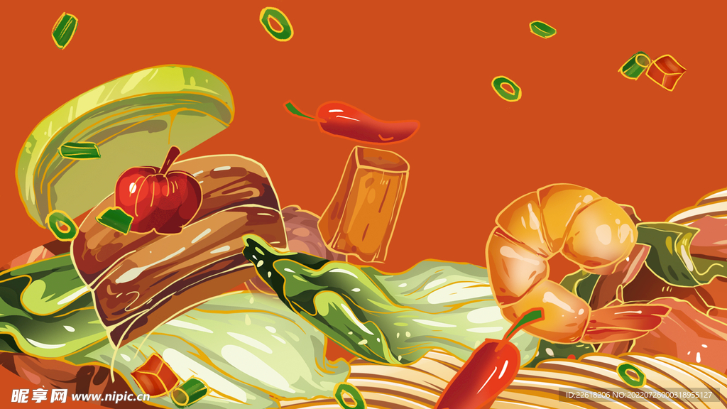 特色米粉美食国潮插画海报