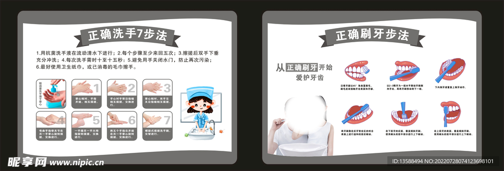 正确七部洗手法 刷牙法