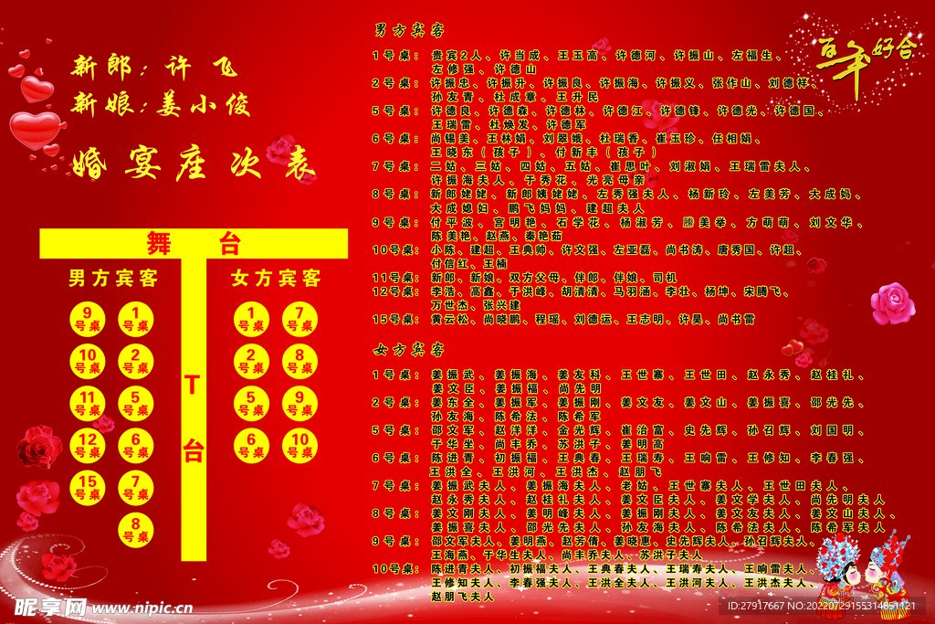 婚庆座次表