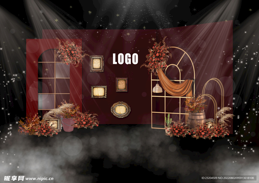 复古油画风婚礼迎宾区效果图