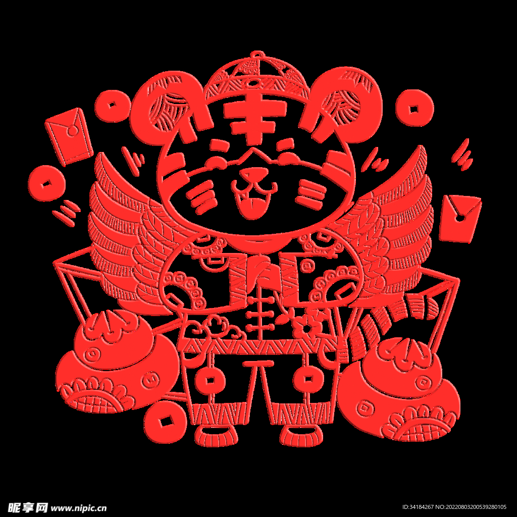 春节虎年剪纸中国风喜庆百年窗花