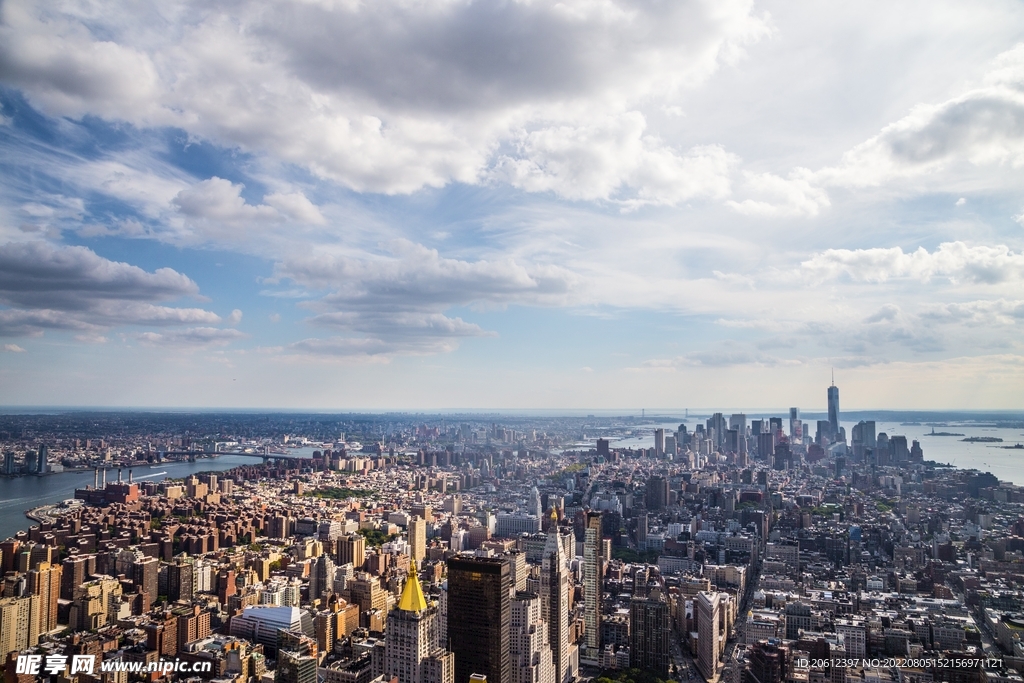 城市 纽约 鸟瞰 地平线