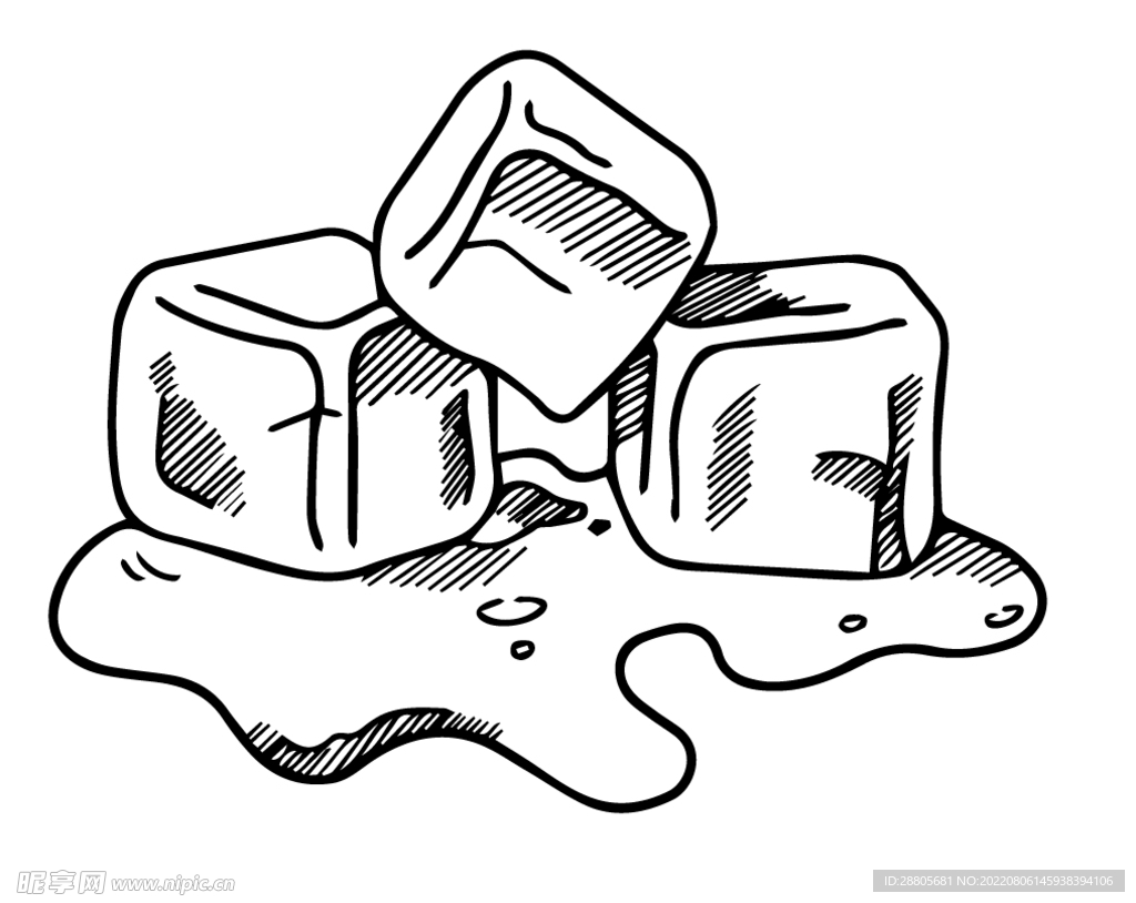 夏季素材冰块融化ai素材图