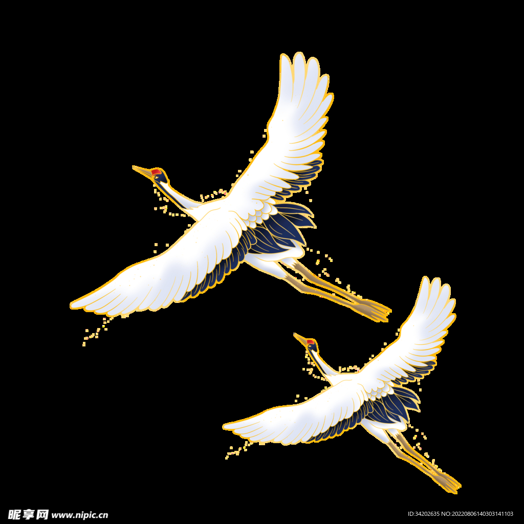 中国风手绘仙鹤素材