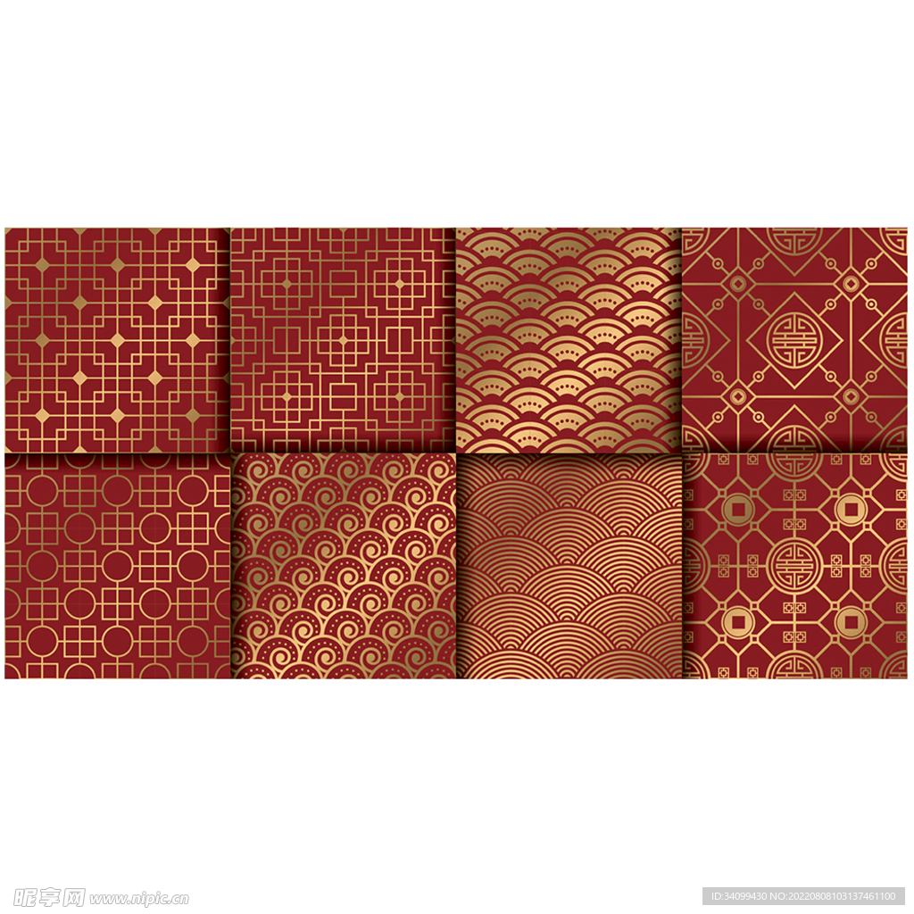 ai矢量中式古典印花花纹