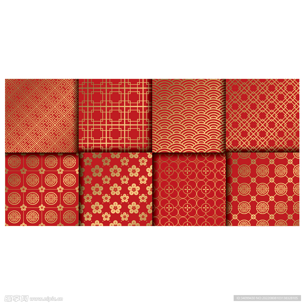 ai矢量中式古典印花花纹