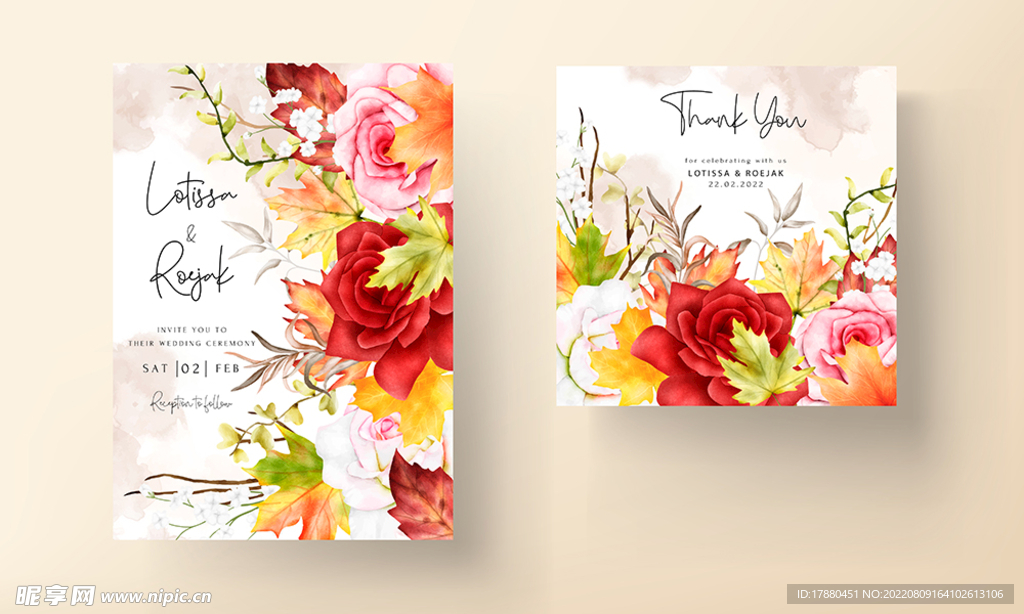 美丽水彩花卉邀请卡