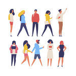 扁平风青年男女全身人物形象