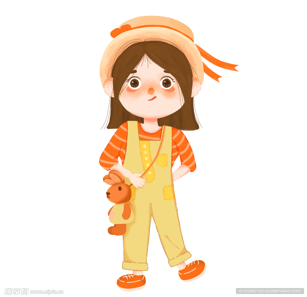 戴帽子的小女孩 插画