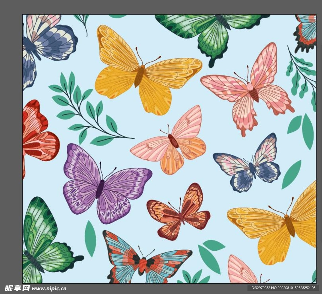 蝴蝶花卉无缝背景