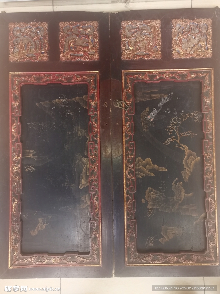 古代家具雕花金漆双面