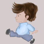 手绘插画扁平风卡通男孩全身