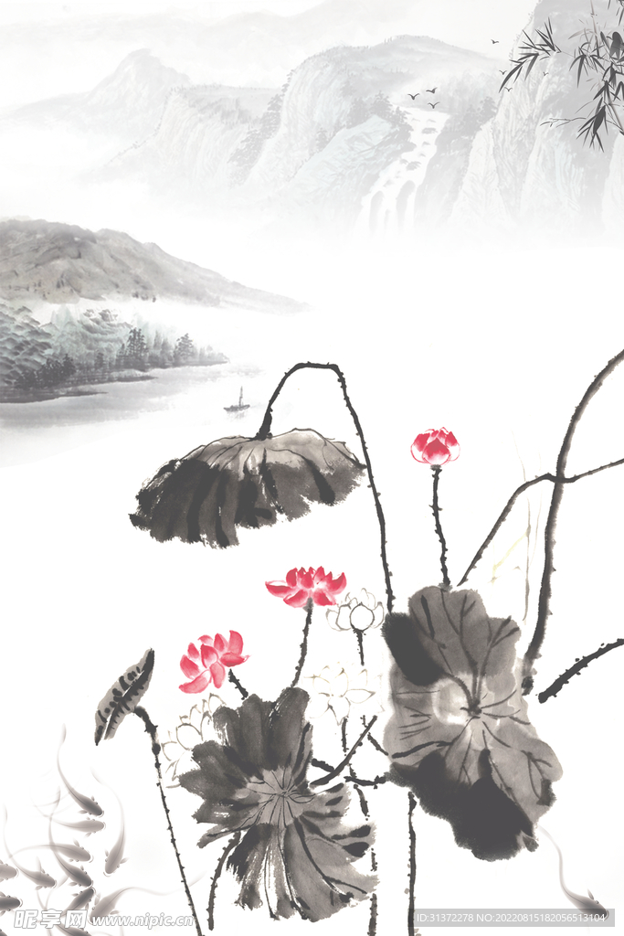  手绘古风插画背景图片