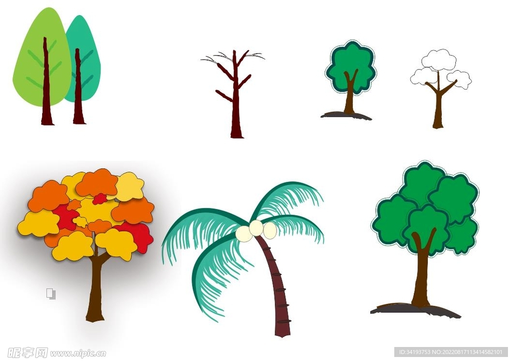 树 简笔画 矢量