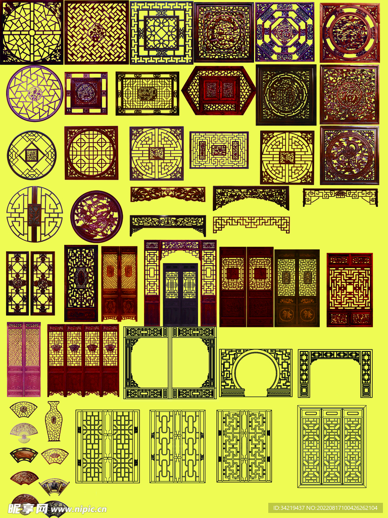 中式隔断窗花吊顶