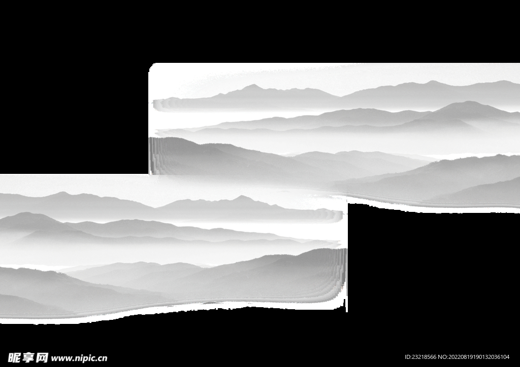 中国风山水墨手绘素材图片