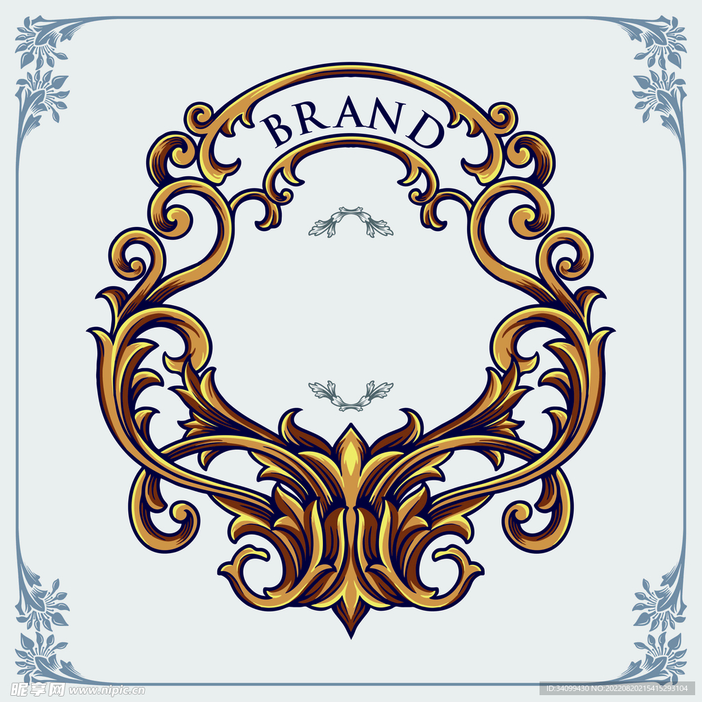 ai矢量复古花纹logo