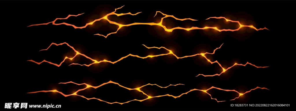 金色开裂闪电素材