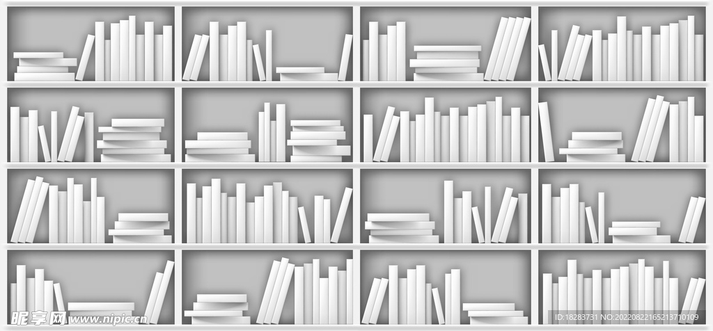 白色书架黑白素材