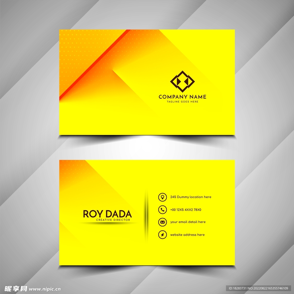 亮黄色斜线渐变企业名片