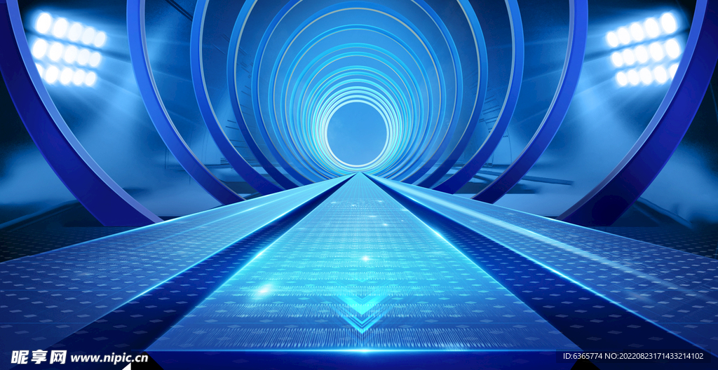 3D立体炫酷蓝色场景背景