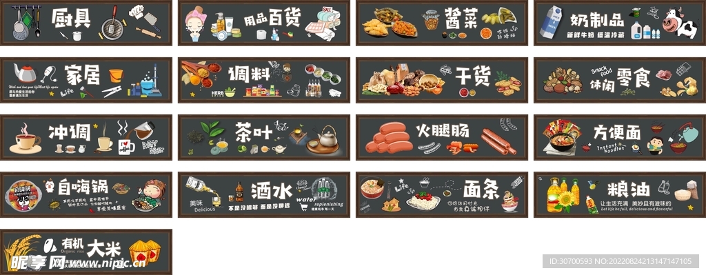 超市吊楣展板 灯箱 分类指示牌